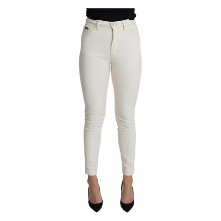 Dolce & Gabbana Cotton Stretch Skinny Denim Trouser Jeans , Wit , Dames , Maat: S