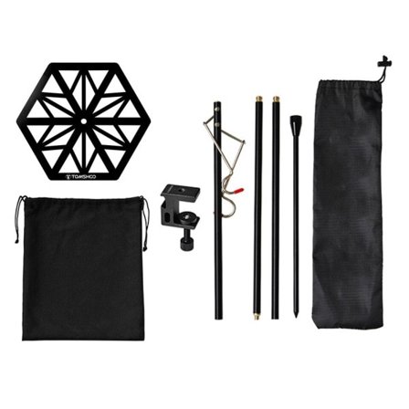Tomshoo Bærbar Let stang bakke Letvægts rustfrit stål lampe stang bakke lampe holder beslag camping tilbehør campingbord