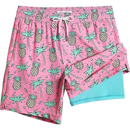 2-in-1 miesten uimashortsit 7 tuuman uimashortsit uimapukusetti rantashortsit - Koko L - Ananaspalmu