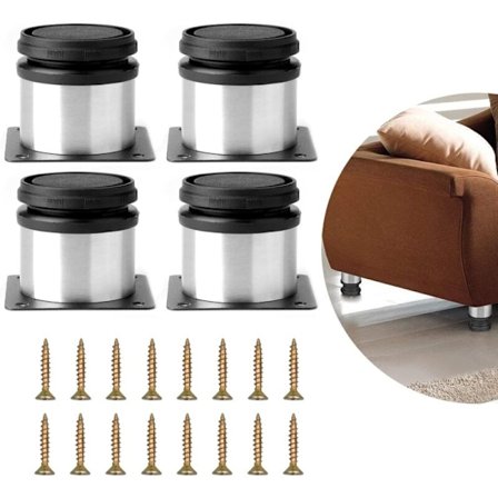 Sæt med 4 Justerbare Højde Rustfrit Stål Møbelben til Sofa Bord Skabe - 5cm