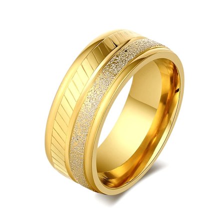 Rostfritt stål ring guldpläterad