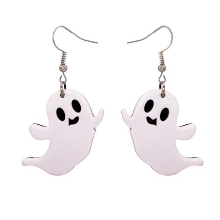 1 Par Happy Halloween Statement Dangle örhängen med krokar i rostfritt stål, Leende Kawaii Söta Pastell Goth Ghosts Smycken Sunmostar