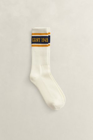GANT Herren Gestreifte Logo Sportsocken (43-45) Weiß