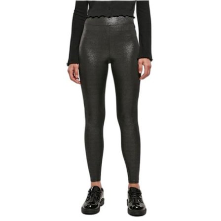 Leggings - URBAN CLASSICS - Urban Classics - Korkea vyötärö - Musta - Kiiltävä stretchy jersey