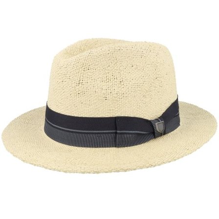 Brixton - Beige fedora Hatt - Roma Fedora Natural/Black Straw Hat @ Hatstore