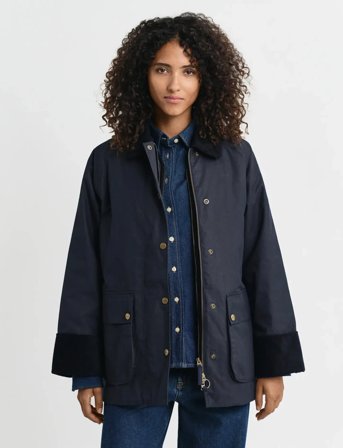 GANT Waxed Cotton Double Decker Jacket - Navy - XS