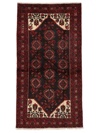 Beluch Matta 103X192 Svart/Mörkröd Ull, Persien