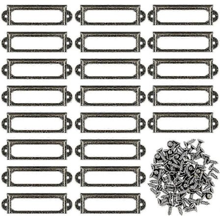 50 stk. Metal Etikettholdere til Møbler Skuffer Skabe Kort Navneskilte Rammer med Skruer til Skrivebord Bogreol Bogreol Hylder Bronze (s 59 X 17 mm)