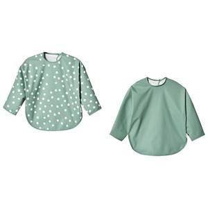Buddy & Hope 2-Pack Green Polka Dots Sleeved Bib One Size - Baby feeding - One size - Green - Junge