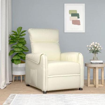 Vidaxl Reclinerfåtölj Gräddvit Konstläder Kräm