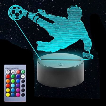 WJ 3D Fotballspiller Nattlys LED Lampe Illusjon 16 Farger Skiftende Bord Dekorasjon Lamper Bursdagsgave Akryl Base USB Kabel Leke