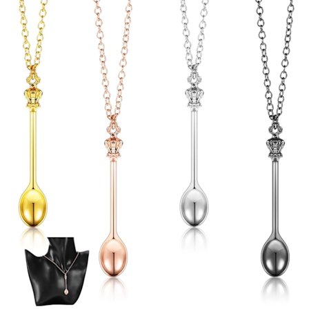 Stilren Skedhalsband med Hänge, Utsökt Mini Krona Kryddsked Nyckelring Legeringsmaterial, Perfekt Gåva för Påfyllning av Flaskor, Pulver/Medicin