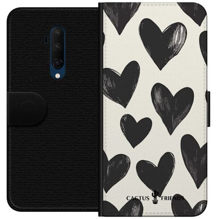 Kompatibel Tegnebogsetui til OnePlus OnePlus 7T Pro Cactus and Friends - Bold Black Love Pattern