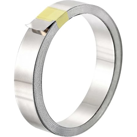 1 rulle 10 meter nickelpläterad stålremsa, anslutningsplatta ståltejp 15x0,15 mm (BxT)