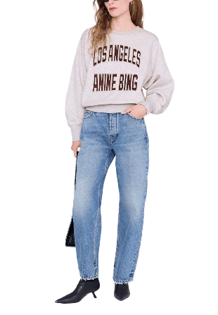 Anine Bing Harry Shrunken Sweatshirt LA Tröjor Dam Beige SMALL