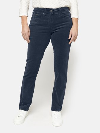 BRANDTEX - Madelaine Bukser - Navy - Fløjl - Straight Fit