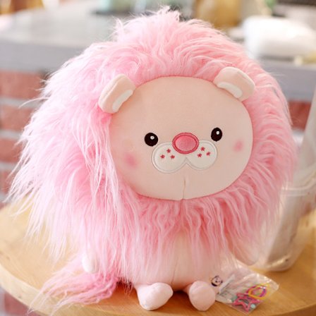 Lang-håret liten løve dukke plysj leketøy gave-rosa 38cm