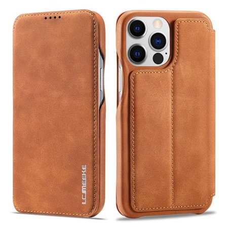 LC.IMEEKE iPhone 15 Pro Wallet Cover Stand/Card Holder - Brown