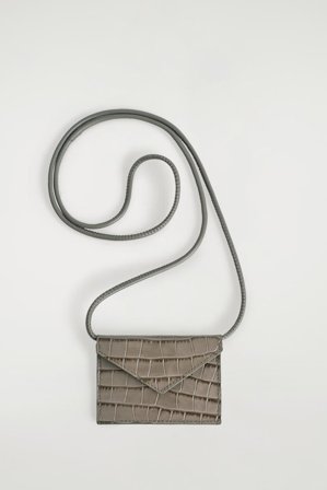 COS Croc-Embossed Leather Cardholder Wallet in Beige - Women