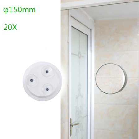 (Hvid, 150 mm) 20x forstørrelses makeup spejl med sugekopper, bærbar badeværelses brusespejl til