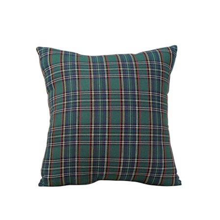 Skotskternet julepudebetræk, bondehusstil, klassisk ternet indretning, sofapude, boligindretning, sofa, stue, seng, 45*45*cm, grøn