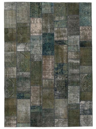 Patchwork Teppich Moderner Schwarz/Dunkelgrün Großer (Wolle, Persien)