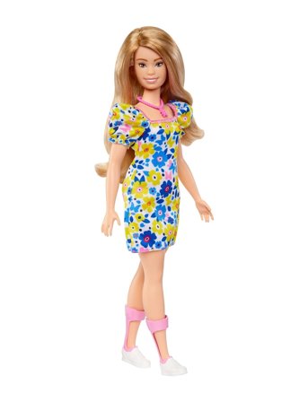 Fashionistas Doll #208, Doll With Down Syndrome Wearing Floral Dress Patterned Barbie