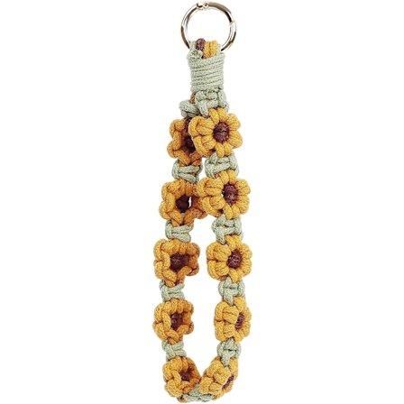 Boheme Blonde Nøglering Håndledsrem Nøglering Flettet Delikat Nøglering Holder Armbånd Håndlavet Håndledsrem Dame