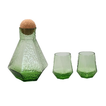 Vattenkaraff vid sängkant med tumlare 1 set med 44 oz klar retro tjock glaskanna och 10 oz kopp med hand