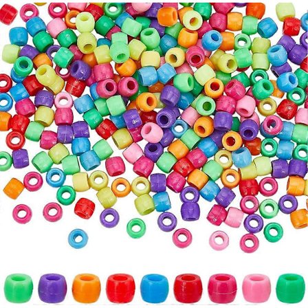 1000 st Blandade Pony Pärlor Bulk Opaka Pony Pärlor 6x8mm Plast Hantverkspärlor Röd Vit Blå Rosa Gul Pony Pärlor Blandade Färger Pärlor Set för 