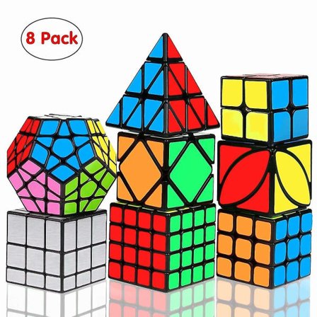 Speed Cube Sæt, Magic Cube Bundle 2x2 3x3 4x4 Pyramide - Legetøjspuslespilskube til børn og voksne Sæt med 8