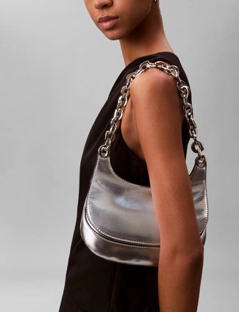 Calvin Klein Chain Shoulder Bag - Silver - ONE SIZE