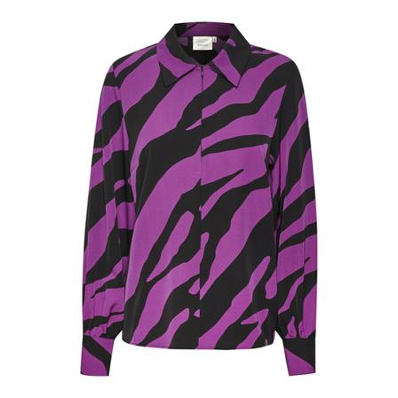 Gestuz Gestuz Bothildegz Zipper Bluse Bluser 10906701 Maxi Zebra Black/Byzantium Lilla, Dame