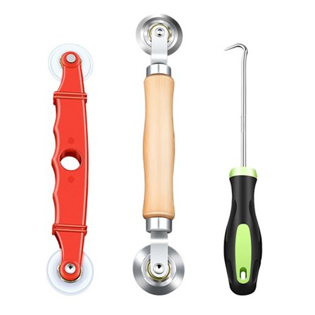 Näytönvaihtotyökalu puisella kahvalla ja nylonrullilla kotikäyttöön