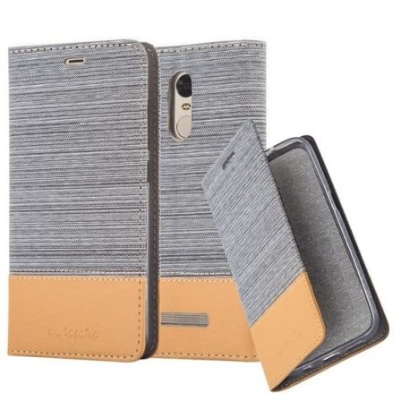 Xiaomi Red Mi Note 3-fodral i LJUSGRÅBRUNT från Cadorabo (TYG-LÄDERDESIGN) Helt skyddsfodral med flipflik