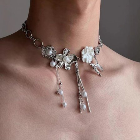 Street culture design, exklusivt halsband, nyckelbenskedja, flerlagers choker