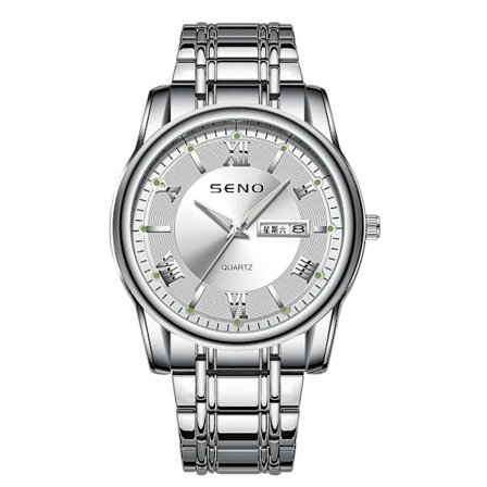 Herrarmbandsur med Luminous Vattentät Dubbelkalender Fashion Ultratunt Kvartsur