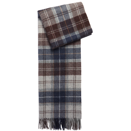 Barbour Brack Patchwork Tartan Scarf Midnight Oak Tartan