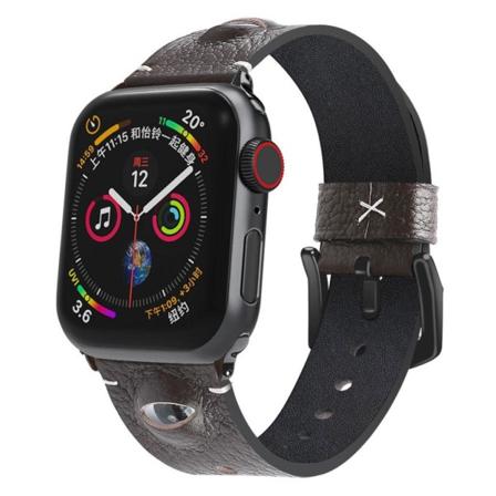 Apple Watch Series 6 / 5 44mm tyylikäs aidosta nahasta valmistettu ranneke - Tumma Violetti Purple