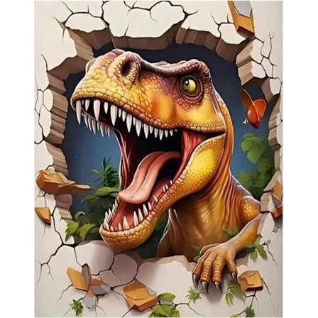 Diamantmaling – 5D DIY-sett for voksne og nybegynnere (30×40 cm), dinosaurtema