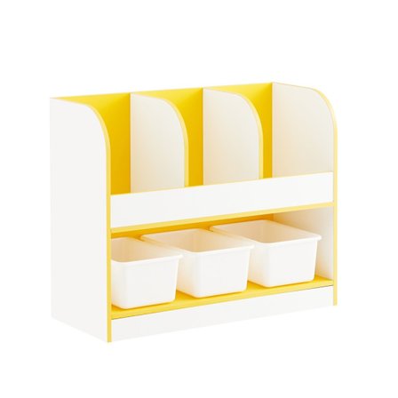 SoBuy Lasten kirjahylly yhdellä 3 hyllyllä keltaisessa värissä 70x30x58cm, toiminnallinen KMB107-G