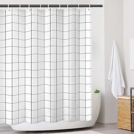 1 stk., 180 x 200 cm, Vanntett Hurtigtørkende Dusjforheng Vektet Kant Vaskbare Dusjforheng Polyester Baderomsgardin med 12 Kroker