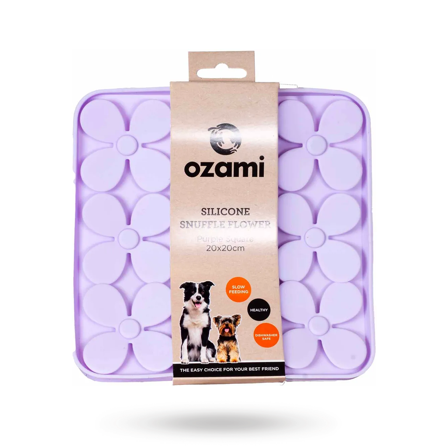 Ozami - Ozami Silicone Snuffle Flower Purple Square 20x20 cm - Matskål, hundgodis & tuggisar