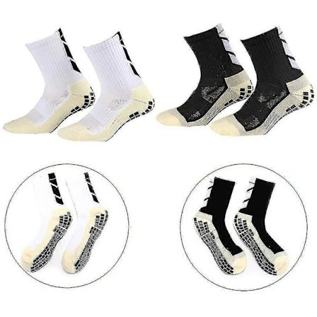 2 par Anti-skli fotballsokker Hudvennlige pustende unisex sportssokker i bomull for løping (LGL)