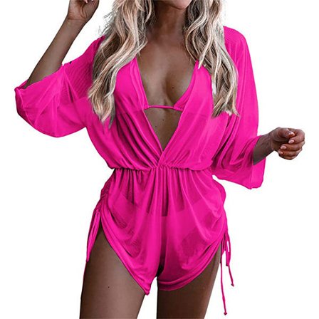 CDQ Strand Jumpsuit Sæt, 3 Dele L Hot Pink CDQ