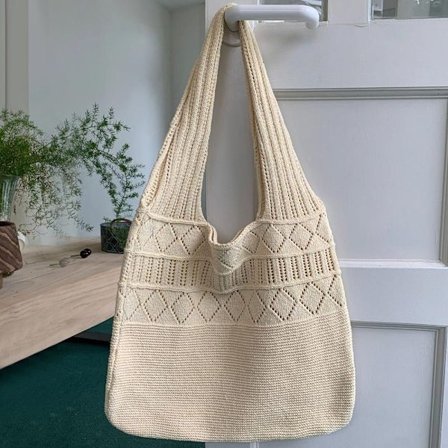 Damaxelväskor Virkad väska KHAKI - stock