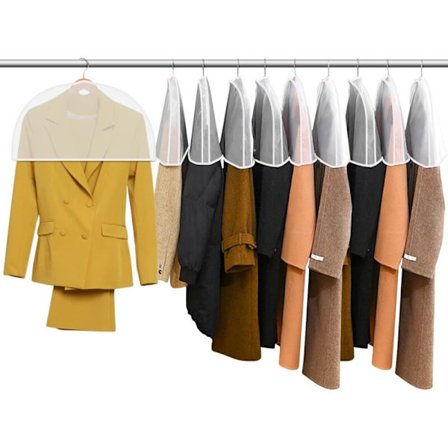 Klædbeskyttere, 10 stk. klædbeskyttere til skuldre, foldbare garderobebeskyttere, PEVA-klædbeskyttere til skuldre til tøj til skjorte/kostume