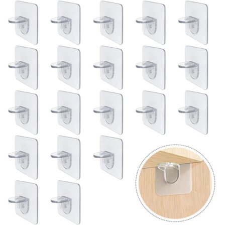 ING 20-pack Självhäftande Hyllfästen - Stödjer Hyllor Utan Att Borra - Avtagbara Hyllfästen för Skåp