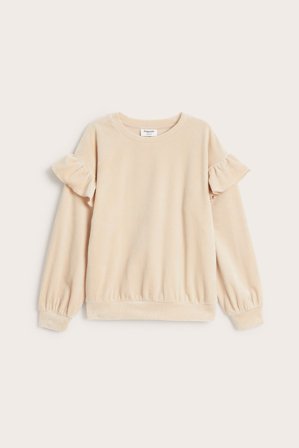 Kappahl | Prążkowana bluza z falbaną | Beżowy