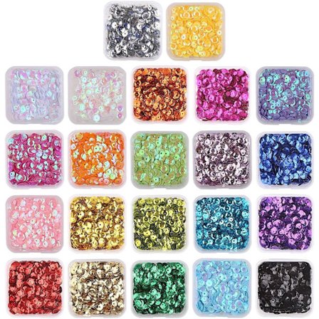 26400 Biter 6mm Runde Paljetter 22 Farger for Broderi